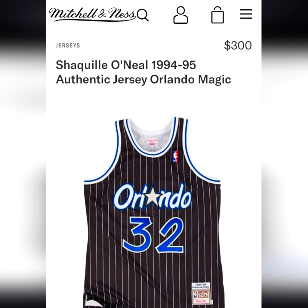 Authentic Hardwood Classic Shaquille O'Neal #32 1994-95  Orlando Magic Jersey
